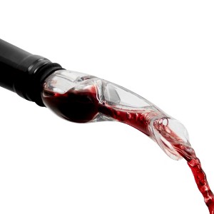 True Aerating Wine Pourer, Drip Free Pour Spout Aerator for Standard Bottles with Built-In Stopper and Stand, BPA-Free Plastic, Set of 1,Clear - 1 of 4