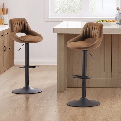 HOMLUX Adjustable Barstools Set of 2 Open Backrest Swivel Bar Height Chairs