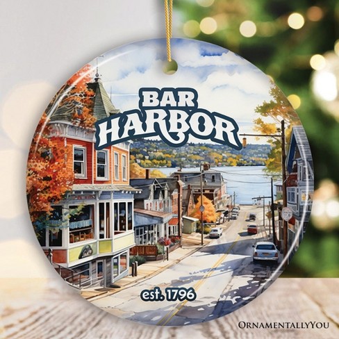 Charming Bar Harbor Street Ornament and Holiday Decoration, Maine Keepsake and Present| OrnamentallyYou - image 1 of 4