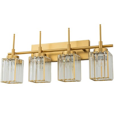 LLHZSY Modern Wall Light Sconce Dimmable Rectangular Wall Light Bathroom Crystal Vanity Light - Gold/Black - 1/2/3/4/5 Light