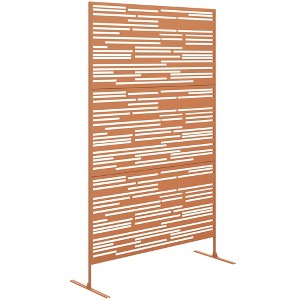 Outsunny Decorative Metal Outdoor Privacy Screen, Freestanding Privacy Fence Screen Outdoor Divider with Stand, 78" H x 48" W - 1 of 4