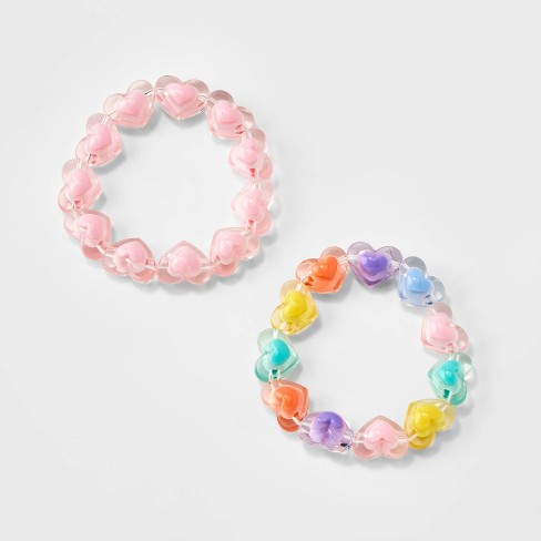 Girls' 2pk Stretch Bracelet Set With Heart Beads - Cat & Jack™ : Target
