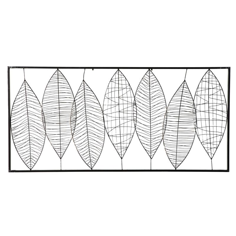 Metal Leaf Wall Decor with Black Frame Black - Olivia &#38; May, 5 of 8