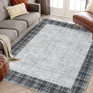 Washable Area Rug 5x7 Plaid Rugs for Living Room Non Slip Throw Rugs Checkered Soft Rug Low Pile Thin Rug Indoor Floor Carpet for Bedroom Home Decor - 1 of 4