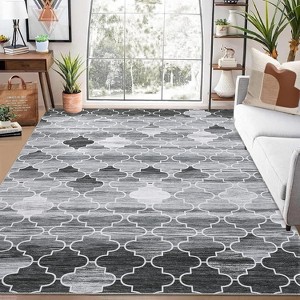 Geometric Runner Rug, Washable Low Pile Carpet with Non-Slip Backing, Stain Resistant Floor Cover for Hallway Kitchen - 1 of 4