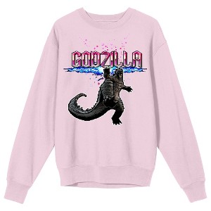 Godzilla Vs. Kong The New Empire Retro Art Crew Neck Long Sleeve Cradle Pink Adult Sweatshirt - 1 of 2