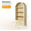 VINGLI Arched Display Cabinet, Natural Rattan Storage Cabinet with 5 Shelves, 5 Tier Arched Bookshelf, Wood Tall Bookcases, Sturdy - 3 of 4