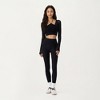 Anna-Kaci Active Women's Ribbed Knit High Waist Leggings with Wrap Tie Waistband and Contrast Cuffed Hem - 2 of 4