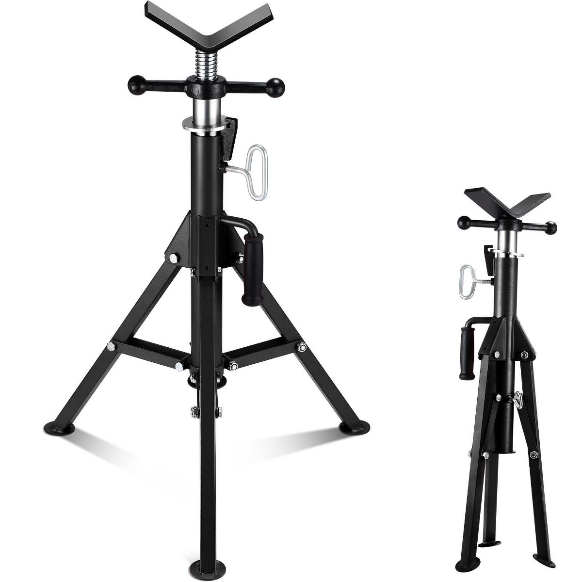 2PCS Pipe Jack Stand, Heavy Duty 2500LB Carbon Steel Stands with Folding Legs, 28-52" Height Adjustable, 1/8"-12" Pipe Capacity for Welding Support