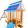 NAYSAYE Playground Slide Wooden Swing Set with Climber and Two Swings for Backyard Playground Fun, Blue, 94.5"*96.4"*132.28" - 4 of 4