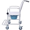 KTMBDW 3-in-1 Shower Commode Wheelchair,Transport Beside Commode Chair,Waterproof Rolling Over Toilet Chair 350 lbs. Weight Capacity with Seat,White - 3 of 4