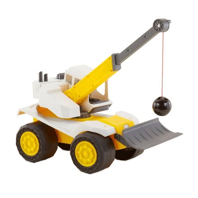 toy crane truck with wrecking ball