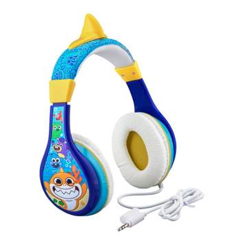 eKids Baby Shark Wired Headphones for Kids, Over Ear Headphones for School, Home, or Travel - Blue (BS-140.EXV22)