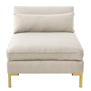 Alexis Armless Chair with Brass Metal Y Legs Talc Linen - Cloth & Co.