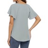 Womens Shirts Front Tie V Neck Tops Summer Short Ruffled Sleeve Drawstring Casual T-Shirts Blouses - 2 of 4