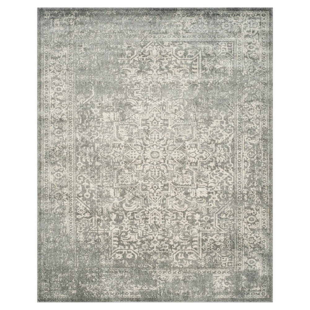 8'x10' Hestia Burst Loomed Area Rug Silver/Ivory - Safavieh