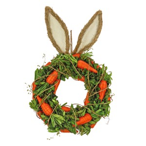 21" Carrot Hanging Wreath with Bunny Ears - National Tree Company - 1 of 3