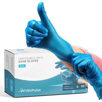 FifthPulse Disposable Vinyl Exam Gloves, Blue, Box of 100 - Powder-Free, Latex-Free, 3-Mil Thickness