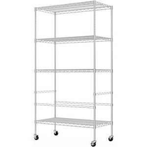 Coucheta 5 Tier Storage Shelves with Wheels, Adjustable Wire Shelving Unit Metal Shelves, Storage Cart Heavy Duty Shelf Rolling Cart - 1 of 4