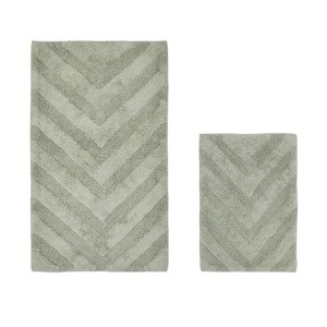 Hugo 2-Piece Bath Rug Set 100% Premium Cotton Tufted Chevron Pattern Bathmats for Bathroom, Super Soft Absorbent Machine Washable - 1 of 4