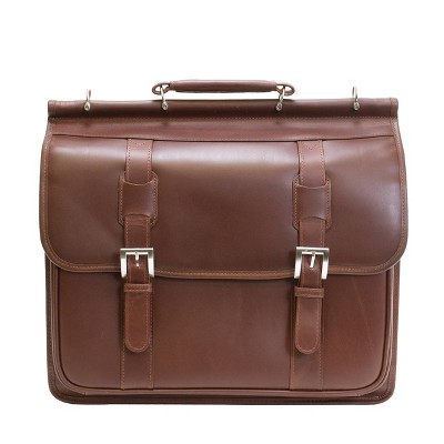 Siamod Signorini 15" Leather Double Compartment Laptop Briefcase (Cognac)