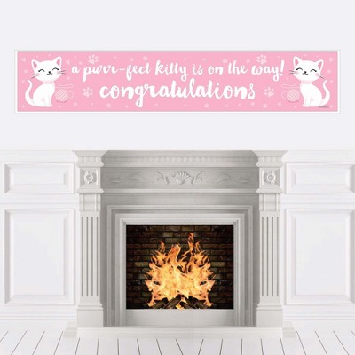 Big Dot of Happiness Purr-fect Kitty Cat - Kitten Meow Baby Shower Decorations Party Banner