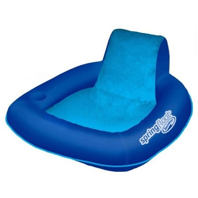 SwimWays 6060074 Spring Float SunSeat Comfortable Summertime Relaxation Lounge Seat with Cup Holder for Water Pool Lake River Ocean Pond Beach, Blue