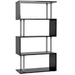 HomCom Modern S-Shaped 5 Tier Room Dividing Bookcase Wooden Storage Display Stand Shelf - Black