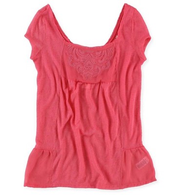 Aeropostale Womens Sheer Smock Peasant Blouse