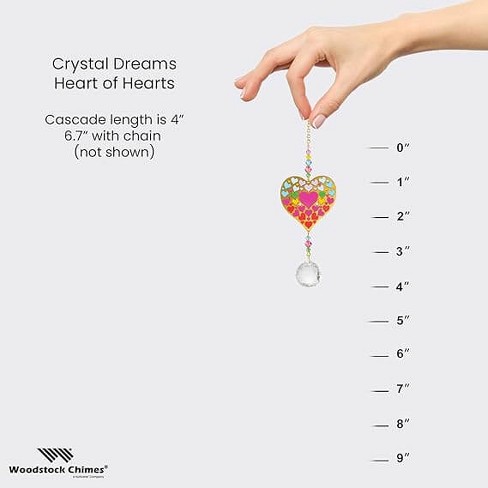 Woodstock Windchimes Crystal Dreams Heart of Hearts, Wind Chimes For Outside, Wind Chimes For Garden, Patio, and Outdoor Decor, 4"L - image 1 of 4