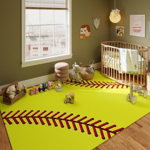 LOVEVOOK Soft Rugs for Bedroom, Softball Rug for Boys, Bedside Area Carpet, Circle Carpets for Living Room, Nursery, Dorms Machine Washable - 1 of 4