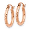 Black Bow Jewelry 2mm x 15mm 14k Rose Gold Diamond-Cut Round Hoop Earrings - 2 of 4