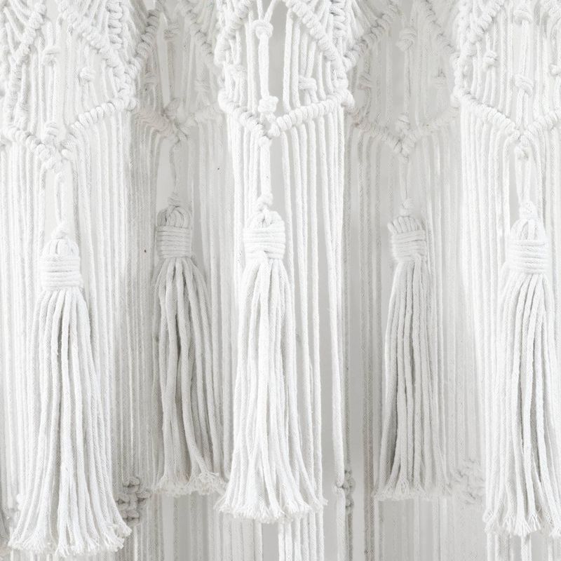 1pc 40&#34;x84&#34; Light Filtering Boho Macrame Tassel Curtain Panel White - Lush D&#233;cor, 6 of 9
