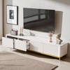 Luxury Fluted TV Stand for TVs Up to 85, Faux Marble Tabletop Media Console with 4 Drawers, Modern Entertainment Center with Gold Base - 4 of 4