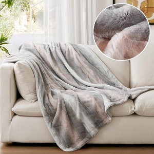 FONTOI 50"x60" Soft Faux Fur Blanket Plush Reversible Throw for Home Luxuriously Soft All Seasons Fuzzy Cozy Blanket for Couch, Bed Gift - 1 of 4