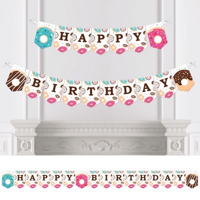 Big Dot of Happiness Donut Worry, Let's Party - Birthday Party Bunting  Banner - Birthday Party Decorations - Happy Birthday