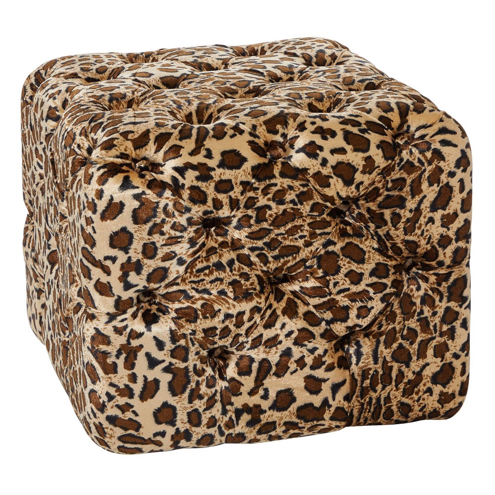 Photos - Pouffe / Bench Glam Wood Ottoman Brown - Olivia & May