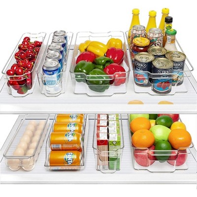 Refrigerator Bins for Food Storage - Multipurpose Stackable Clear Plastic  Fridge Organizers with Handles and 4 Precut Shelf liners - HomeItUsa