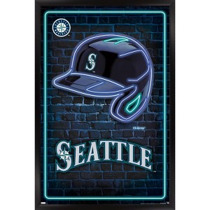 Trends International MLB Seattle Mariners - Neon Helmet 23 Framed Wall Poster Prints - 1 of 4