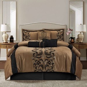 Nanshing 7pc Queen Helda Comforter Set Brown - 1 of 4