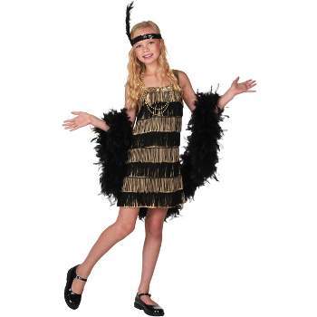 HalloweenCostumes.com Child Gold and Black Fringe Flapper Costume