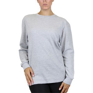 Galaxy By Harvic Women's Loose Fit Waffle Knit Thermal Shirt - 1 of 2