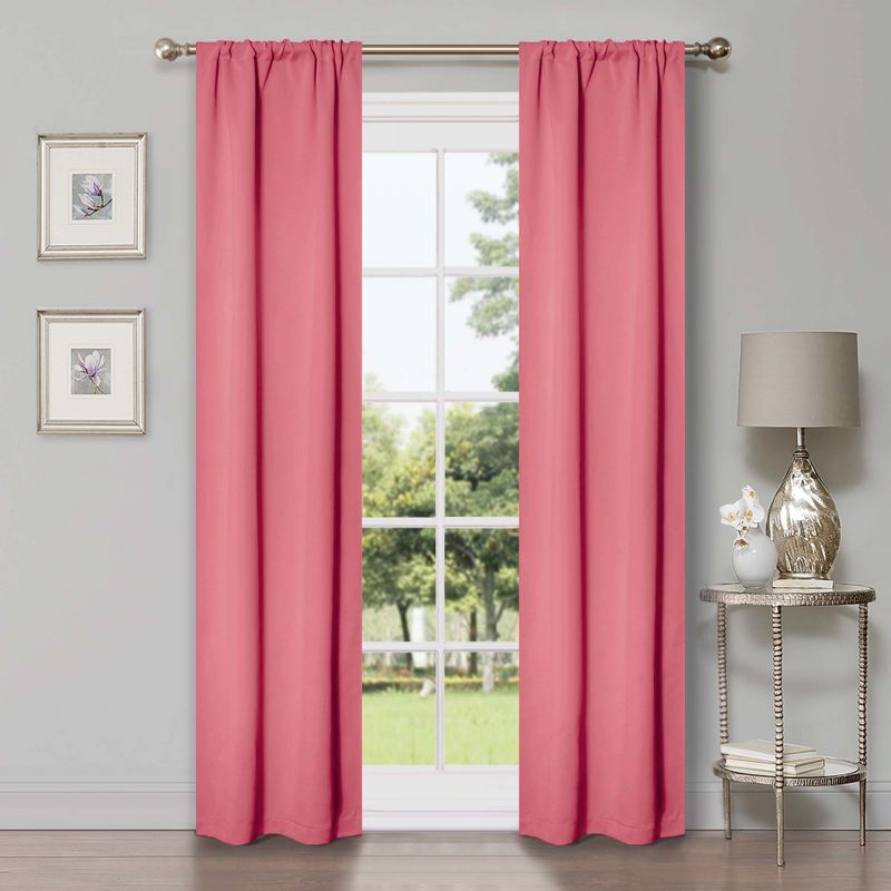 Classic Modern Solid Room Darkening Semi-Blackout Curtains, Set of 2 by Blue Nile Mills, 1 of 5