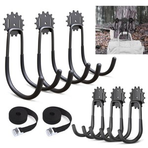 Munora 6-Piece Heavy Duty Garage Hook Set - Wall-Mounted Steel Storage Hooks with Nylon Straps for Tools, Ladders & Bulk Items - 1 of 4