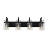 DORESshop 33.5 in. 4-Light Black Farmhouse Bathroom Light,Industrial Metal Wall Sconce with Clear Glass Shade for Corridor Hallway - 2 of 4