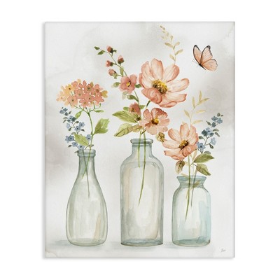 Stupell Industries Butterfly & Pink Florals, 24" x 30"