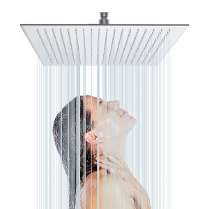 ALEXOUN  16 Inch Rain Shower Head, Square Ultra Thin 304 Stainless Steel High Pressure Shower Head - 1 of 4