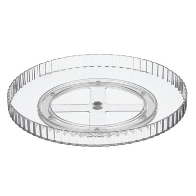 mDesign Fluted Lazy Susan Turntable Spinner for Kitchen Organizing - Clear