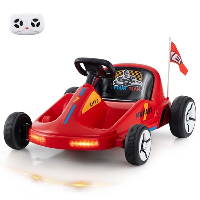 Costway 12V Kids Electric Go Kart 7AH Battery Powered Ride on Race Toy with Remote Control Blue/Red/White
