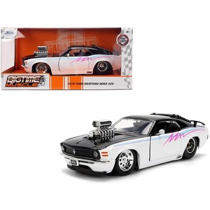 1970 Ford Mustang Boss 429 Black and White with Graphics "Bigtime Muscle" Series 1/24 Diecast Car Model by Jada - 1 of 4